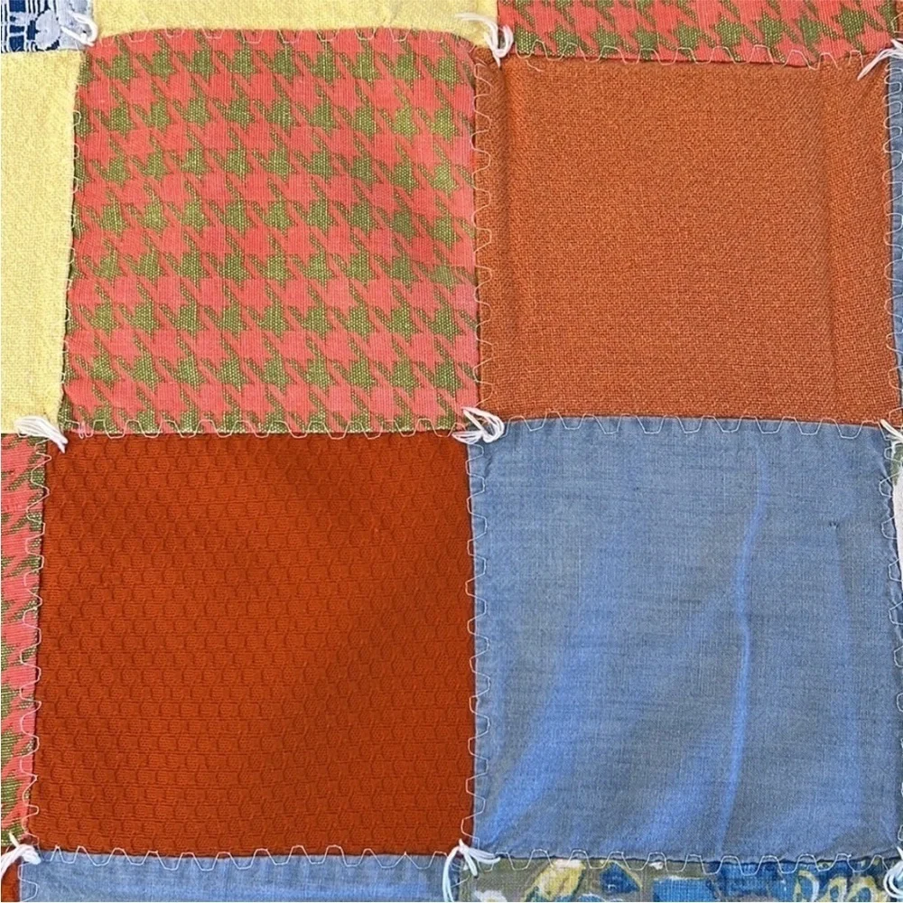 Vintage Patchwork Quilt Blanket Multi Print Throw 76” x 70” - Picture 4 of 12